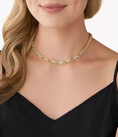 michael kors gold choker necklace|Michael Kors sterling silver necklace.